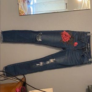 Embroidered floral jeans
